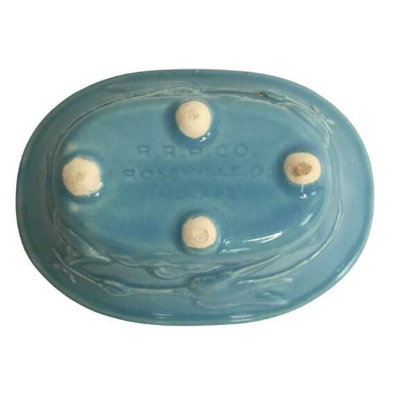 R.R.P. CO. Roseville Aqua Blue Stork Planter VTG Nursery Decor Baby Shower Gift - Picture 2 of 8